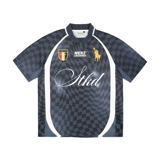 Small Town Kid Twisted Plaid Patchwork Polo Jersey | Face 3 Face