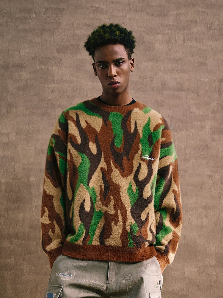 Remedy Flame Camouflage Knit Sweater | Face 3 Face