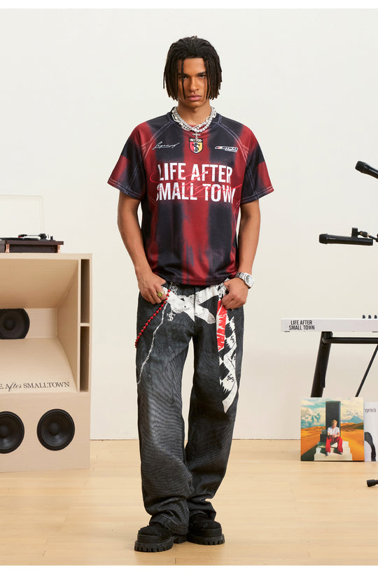 Small Town Kid Gradient Striped Soccer Jersey | Face 3 Face