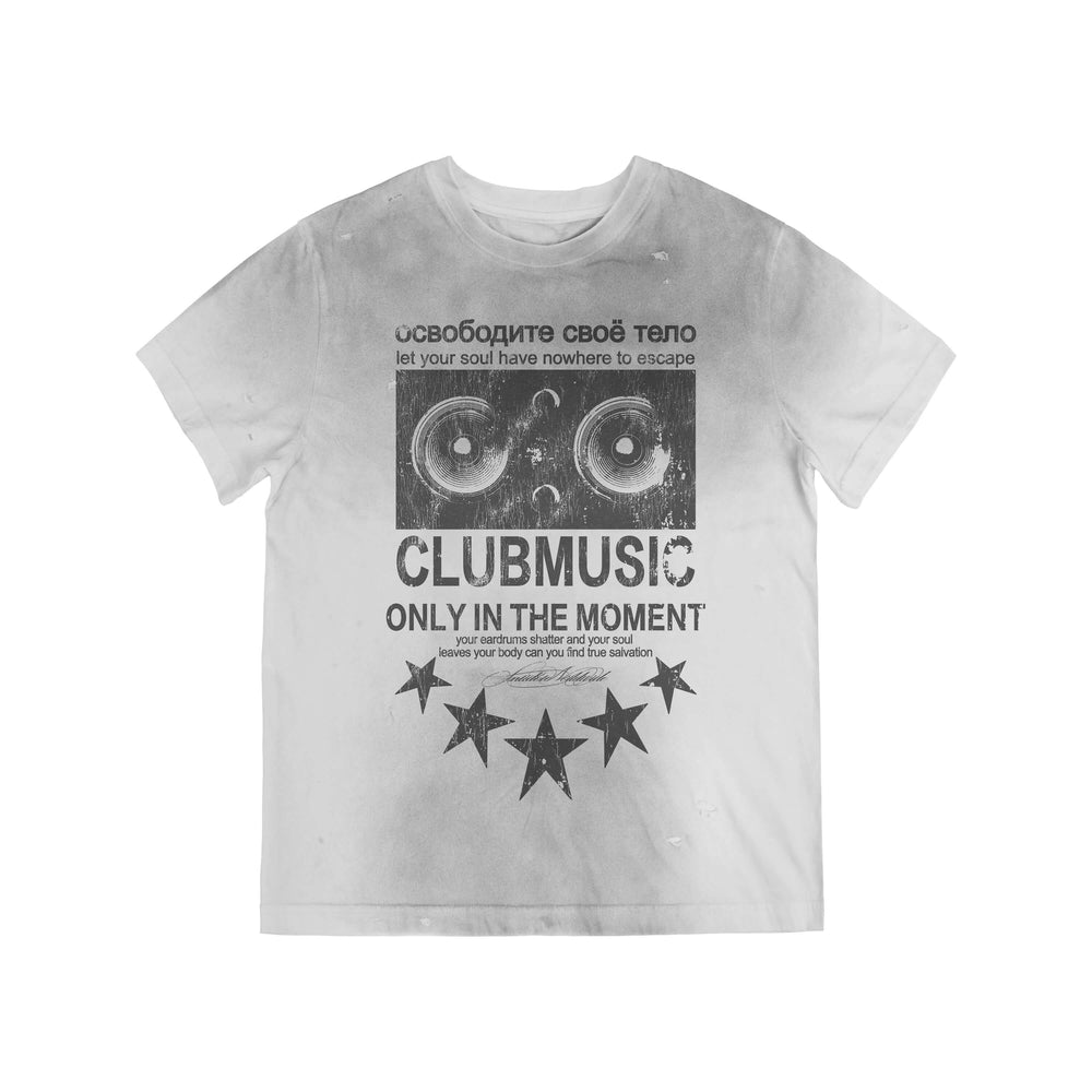 ANTIDOTE Audio Amplifier Graphic Print Distressed Short Sleeve Tee