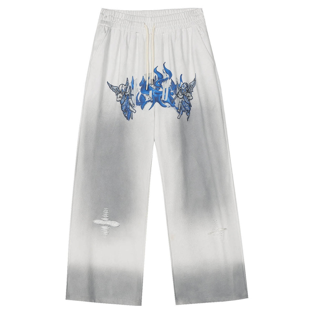 MEDM Skeleton Angel Graphic Print Washed Baggy Sweatpants | Face 3 Face