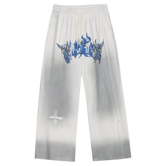 MEDM Skeleton Angel Graphic Print Washed Baggy Sweatpants | Face 3 Face