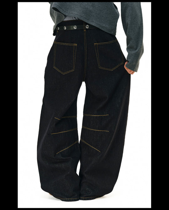 NOVACAM Yellow Stitch Baggy Jeans | Face 3 Face