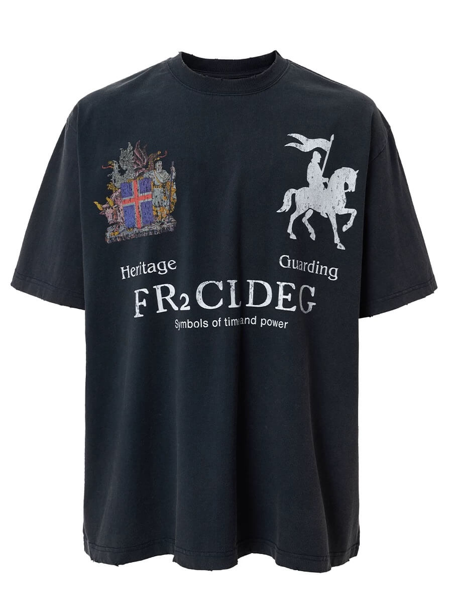 F2CE Heritage Crest Vintage Print Distressed Short Sleeve Tee | Face 3 Face