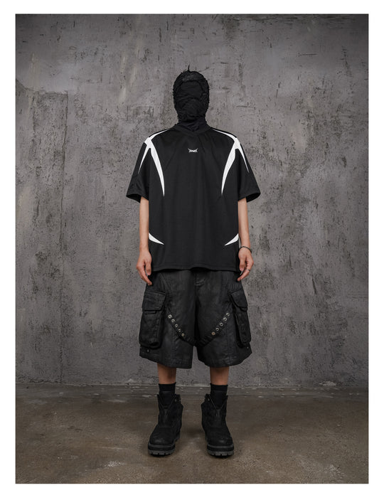 UNDERWATER Black and White Deconstructed Patchwork Embroidered Jersey Tee | Face 3 Face