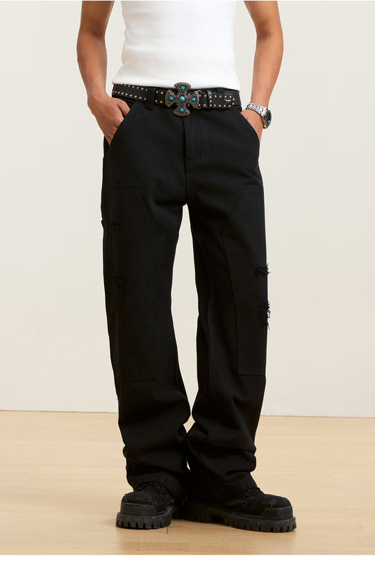 Small Town Kid Destroyed Washed Double Knee Pants | Face 3 Face