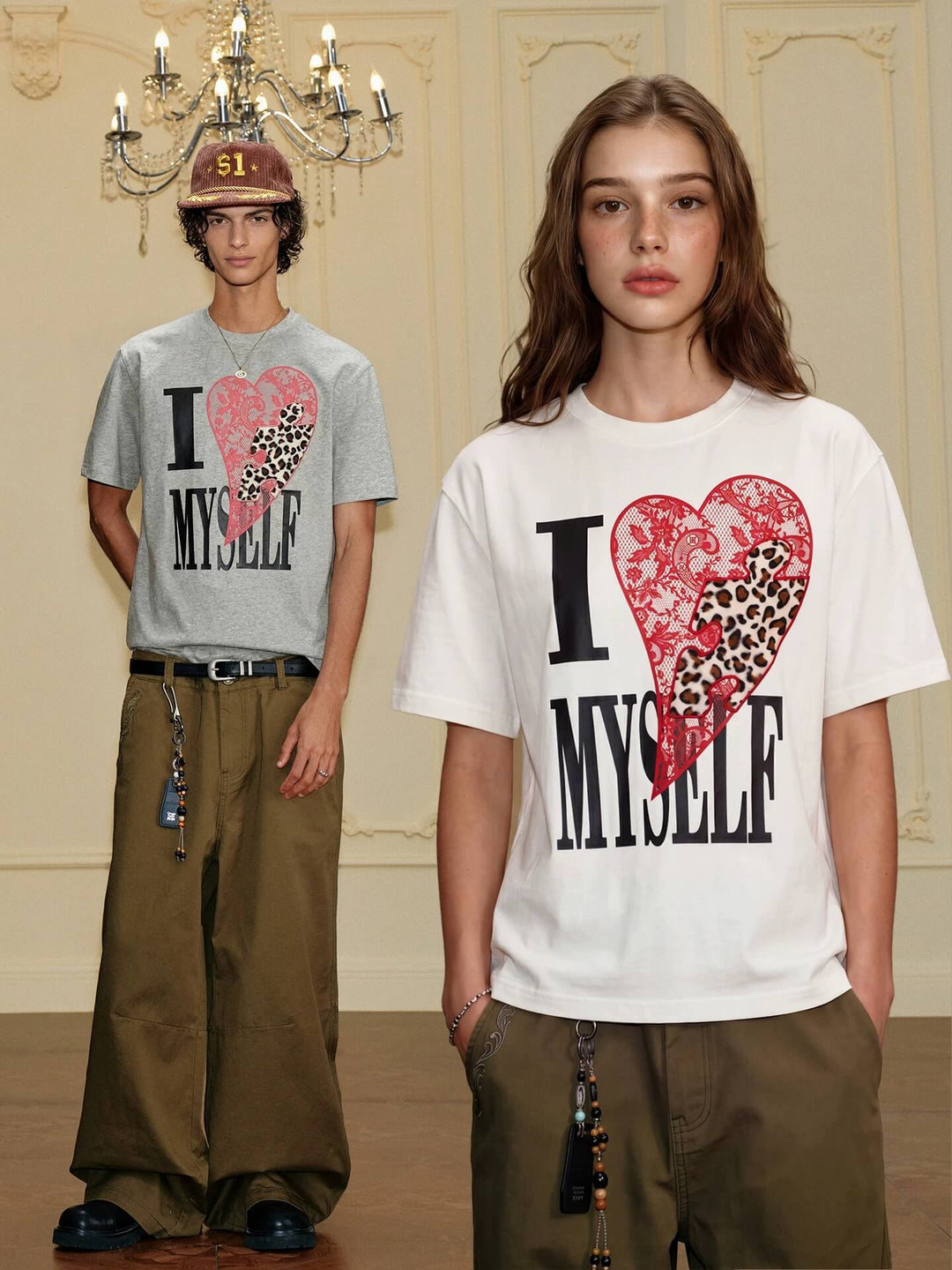 YADcrew Heart Puzzle Patchwork Lace Leopard Tee | Face 3 Face
