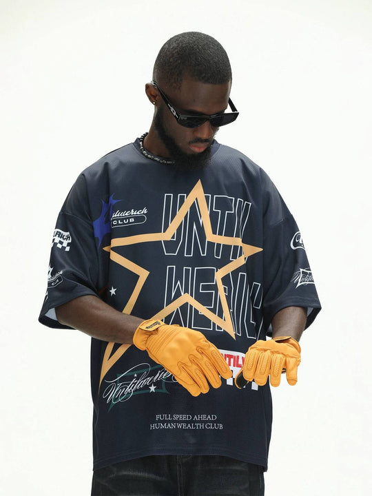 UNTILWERICH Star Print Short Sleeve Mesh Hockey Jersey | Face 3 Face