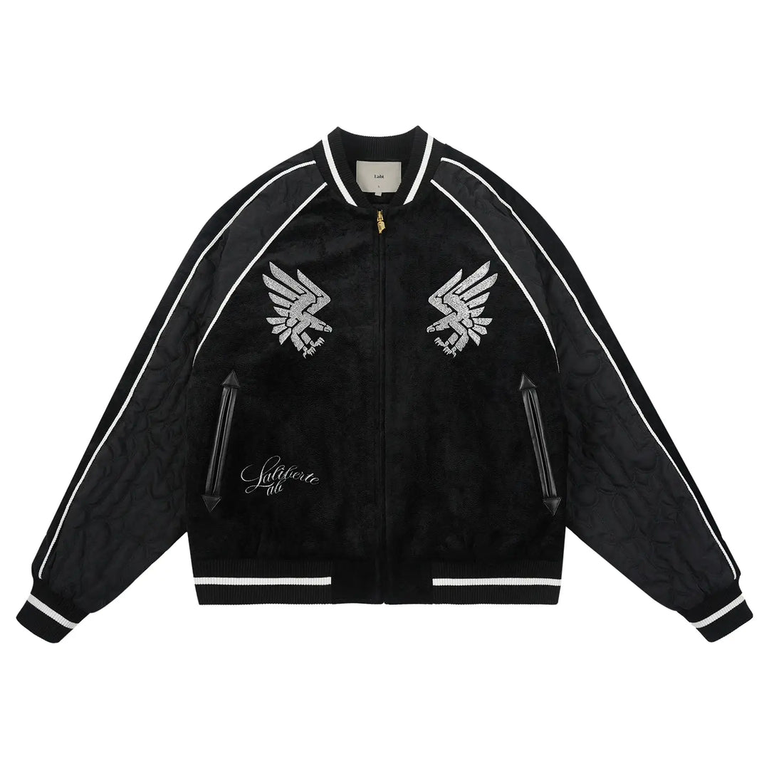 Labt Eagle Embroidered Velvet Feel Souvenir Jacket | Face 3 Face