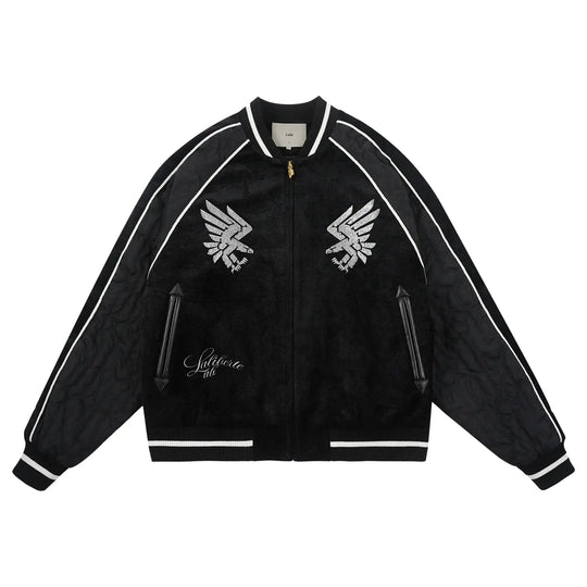 Labt Eagle Embroidered Velvet Feel Souvenir Jacket | Face 3 Face