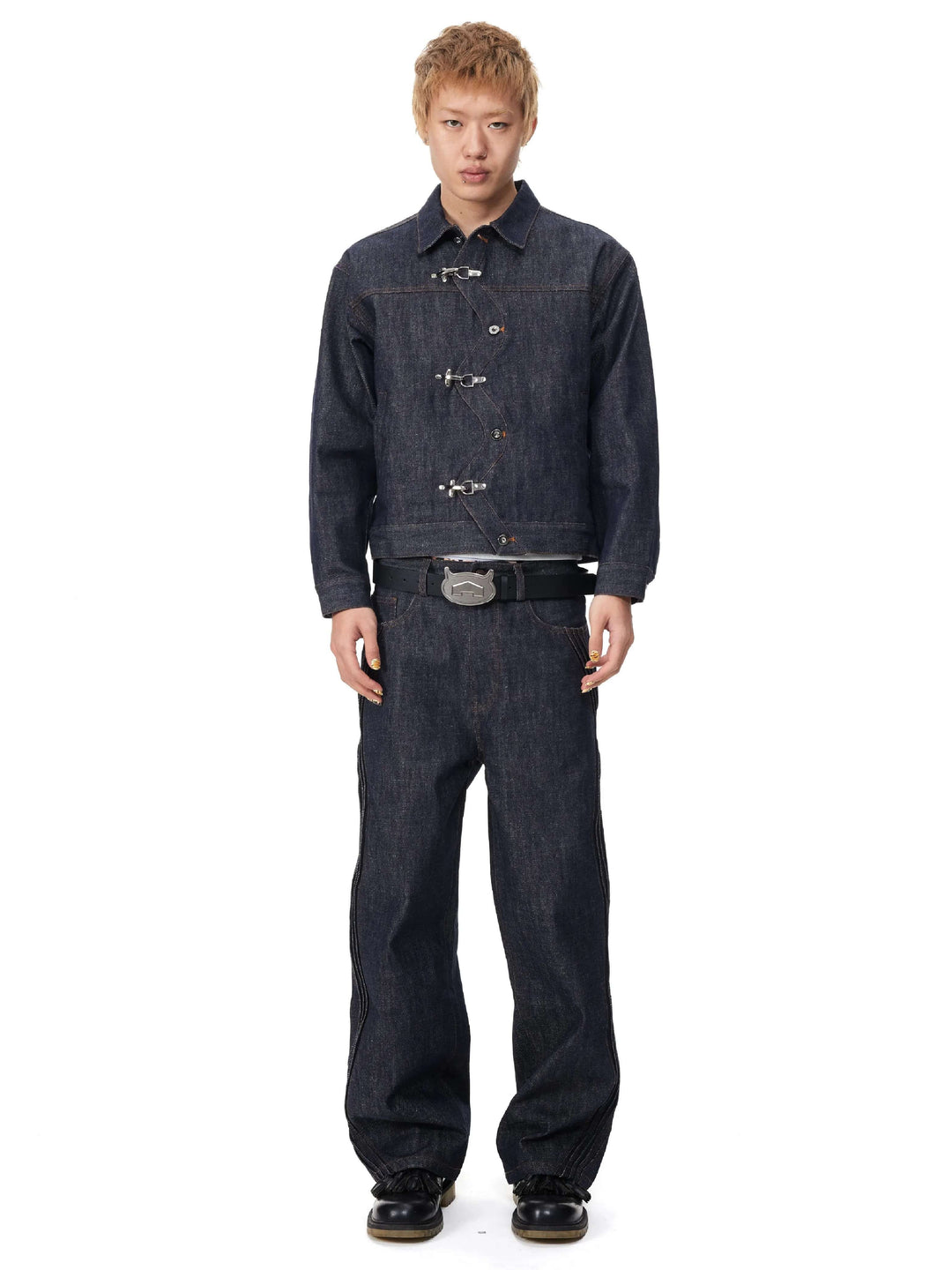 EVILKNIGHT(EK) 3D Cut Twisted Front Denim Jacket | Face 3 Face
