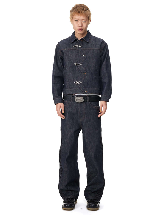 EVILKNIGHT(EK) 3D Cut Twisted Front Denim Jacket | Face 3 Face