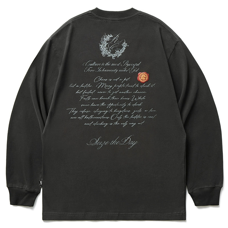 Remedy Wax Seal Handwritten Letter Print Long Sleeve Tee | Face 3 Face