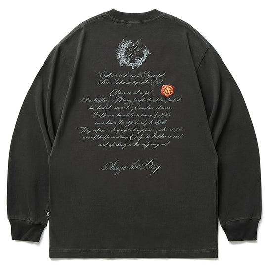 Remedy Wax Seal Handwritten Letter Print Long Sleeve Tee | Face 3 Face