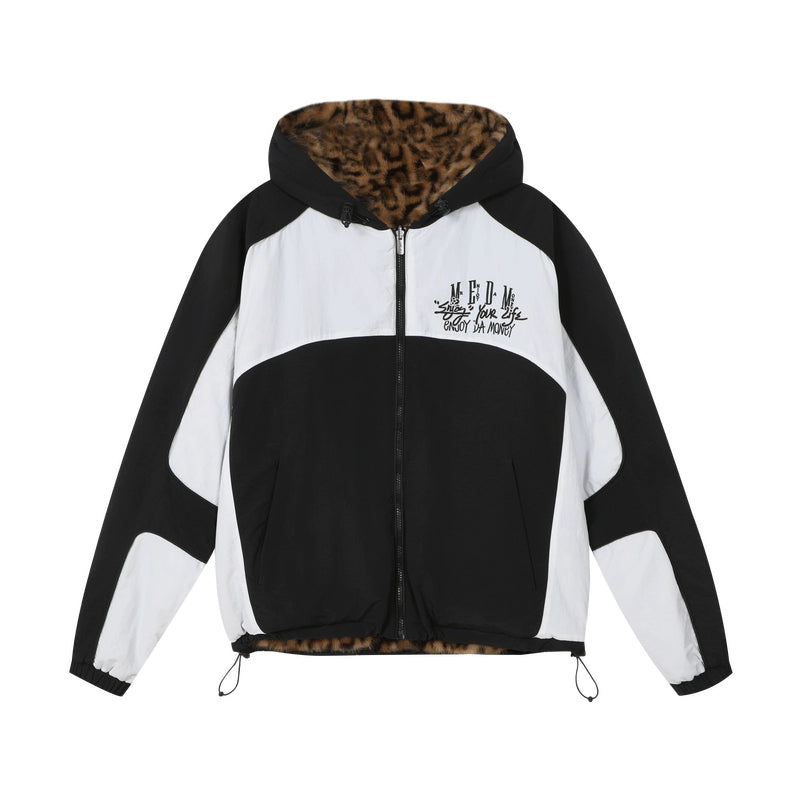 MEDM Reversible Leopard Fur Hooded Track Jacket | Face 3 Face
