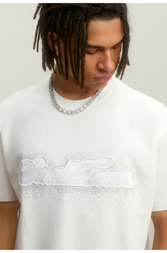 Small Town Kid Pearl and Rhinestone Embroidered Tee | Face 3 Face