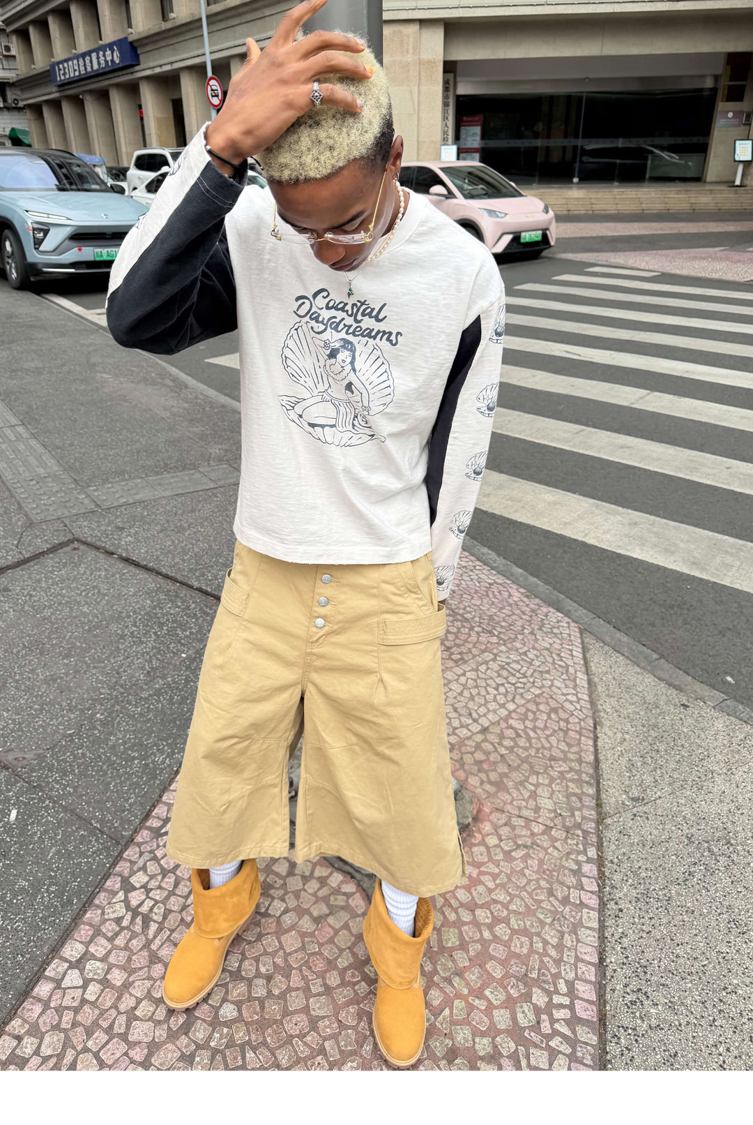STEEPC Double Hammer Loop Button Fly Baggy Shorts | Face 3 Face