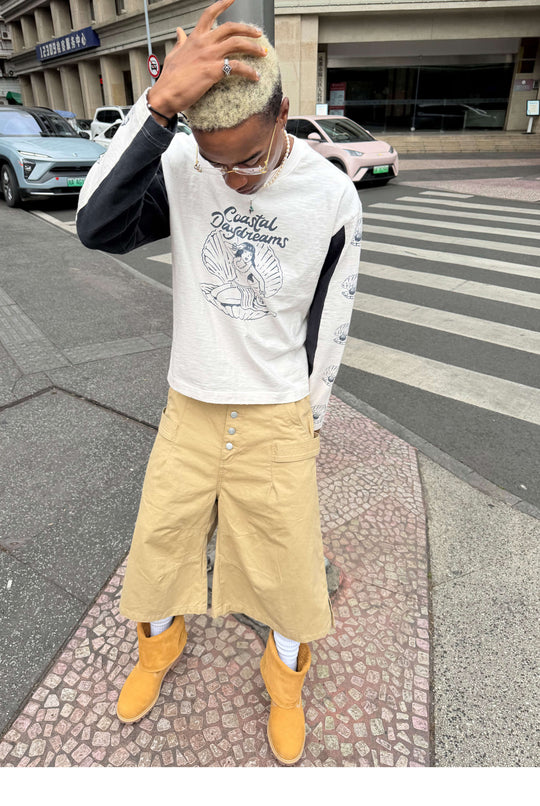 STEEPC Double Hammer Loop Button Fly Baggy Shorts | Face 3 Face