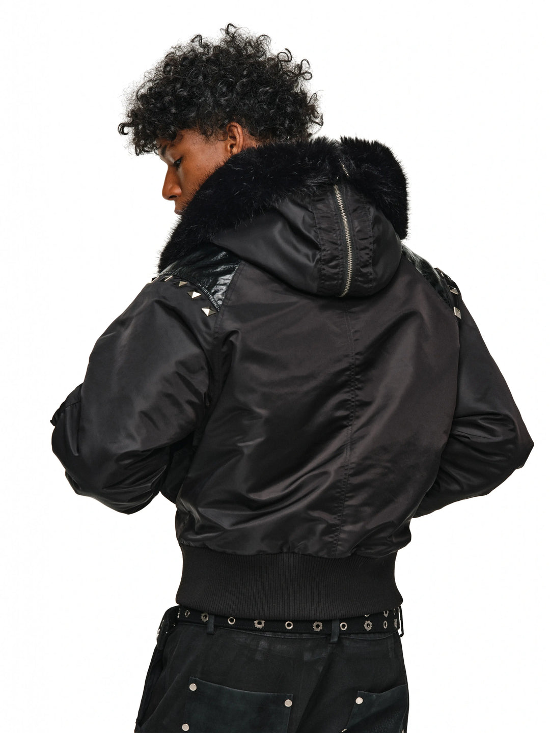 ANTIDOTE Fur Leather Studded N2B Bomber Jacket | Face 3 Face