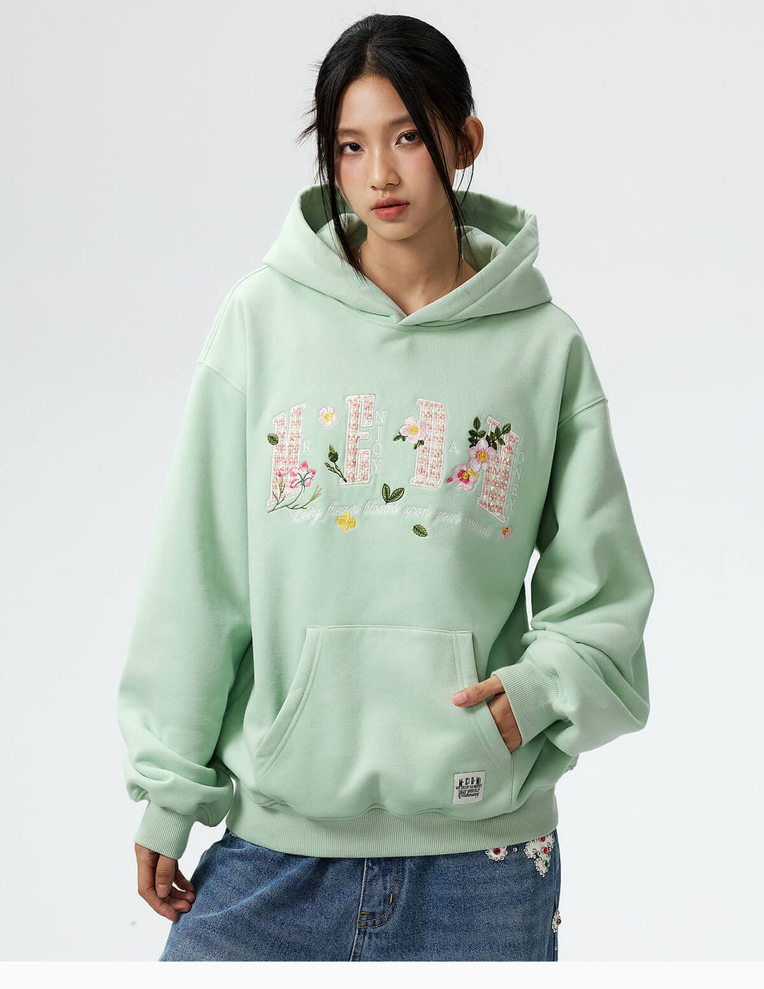 MEDM Mini Patchwork Floral Embroidered Hoodie | Face 3 Face