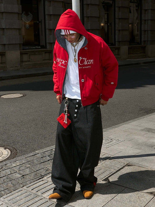 STEEPC Plaid Lined Red Hooded Jacket | Face 3 Face