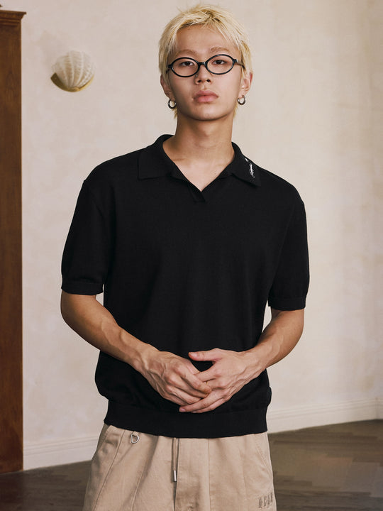 MEDM Handwriting Embroidery Knit Polo | Face 3 Face