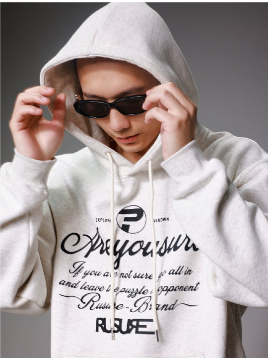 RUSURE Flower Gray Slogan Hoodie | Face 3 Face