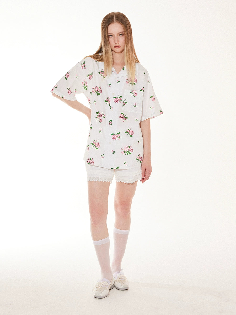 EMPTY REFERENCE Rose Floral Print Short Sleeve Shirt | Face 3 Face