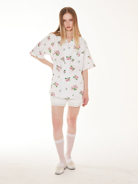 EMPTY REFERENCE Rose Floral Print Short Sleeve Shirt | Face 3 Face