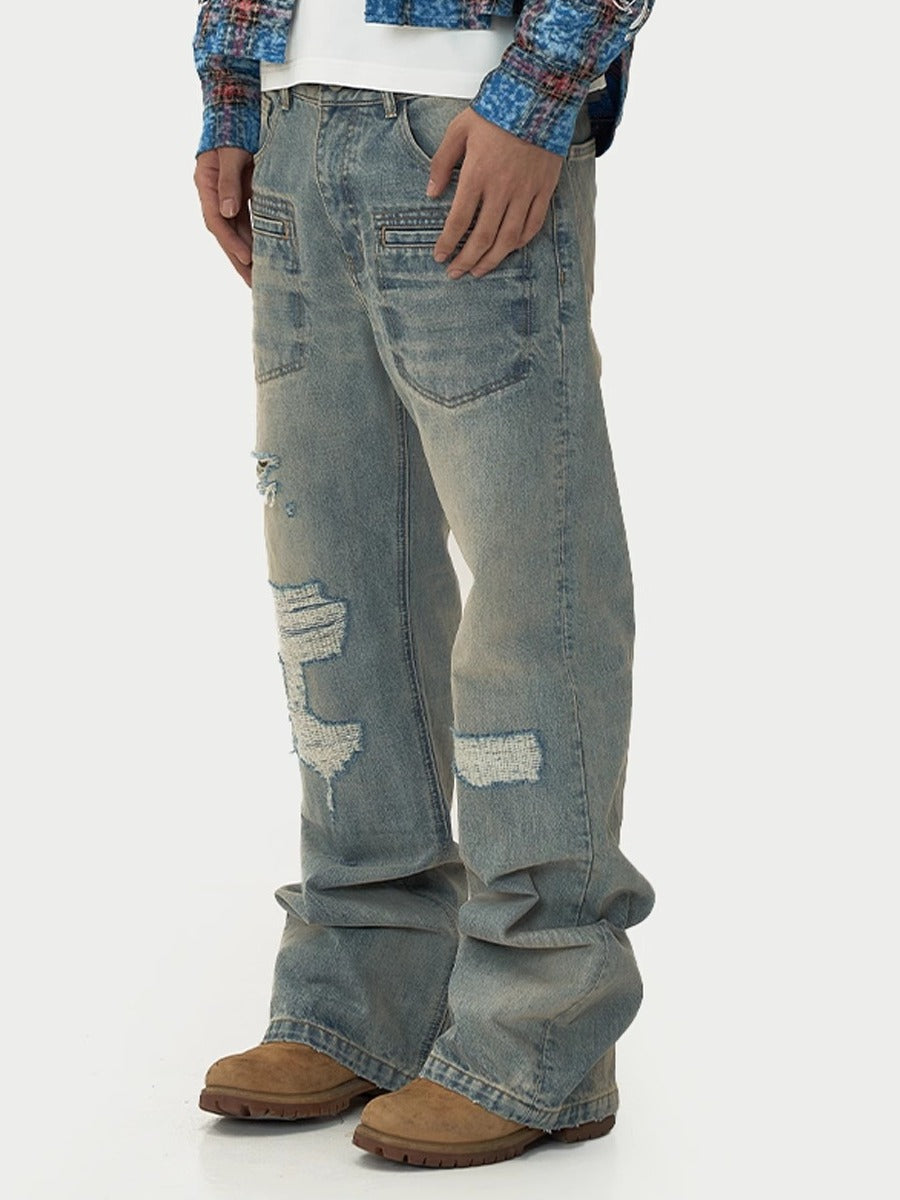 EVILKNIGHT(EK) Washed Distressed Utility Jeans | Face 3 Face