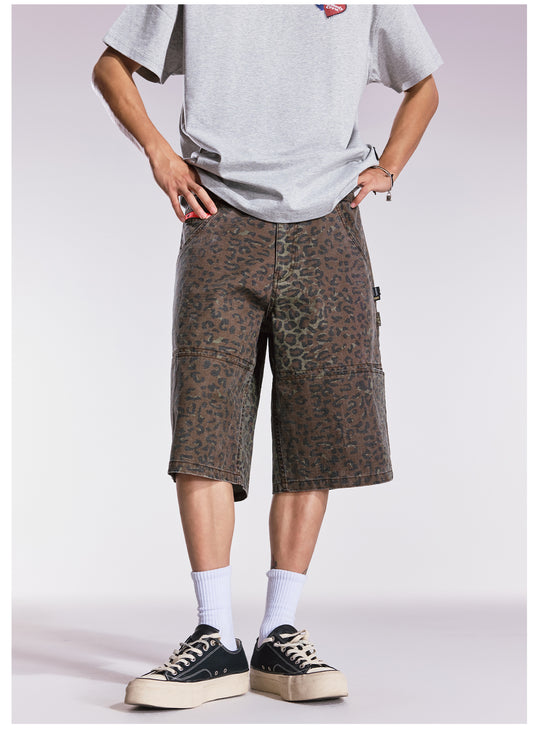 Remedy Leopard and Camouflage Work Painter Baggy Shorts | Face 3 Face