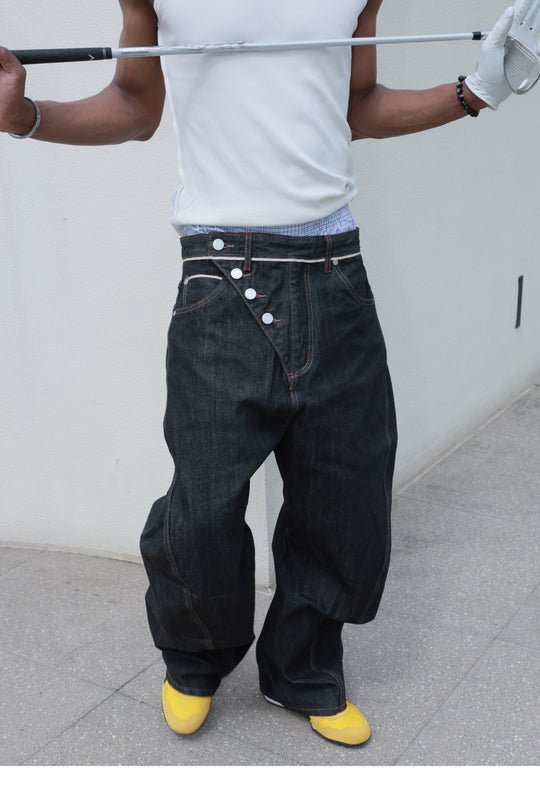 STEEPC Selvage Slash Detailed Button Machete Jeans | Face 3 Face