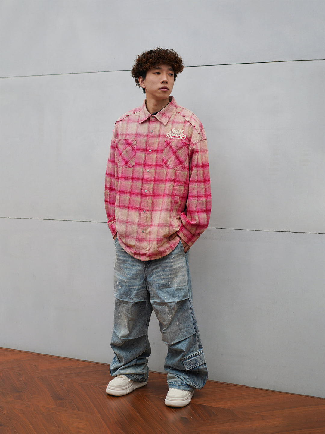 1807 Flannel Brushed Onyx Buttoned Plaid Long Sleeve Shirt  | Face 3 Face