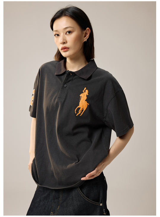 Remedy Cocktail Glass Girl Embroidery Polo Shirt | Face 3 Face