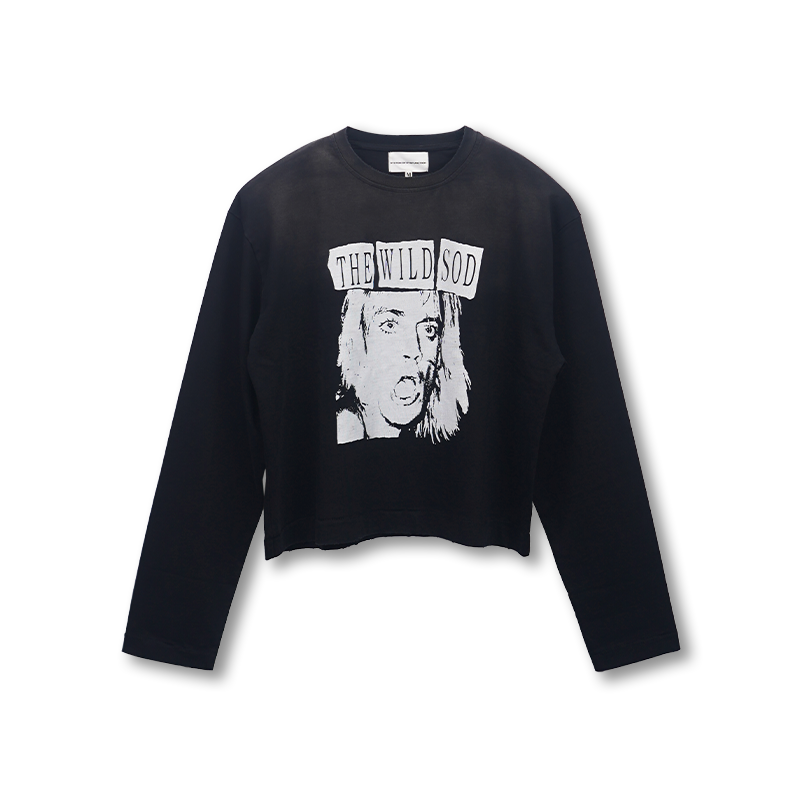 SOD Co. Rock Print Distressed Cropped Long Sleeve Tee | Face 3 Face