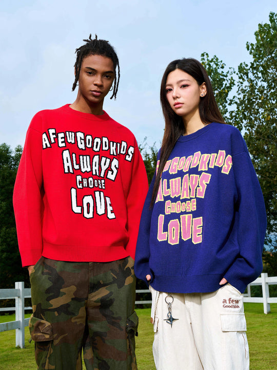 AFGK Slogan Letters Knit Sweater | Face 3 Face