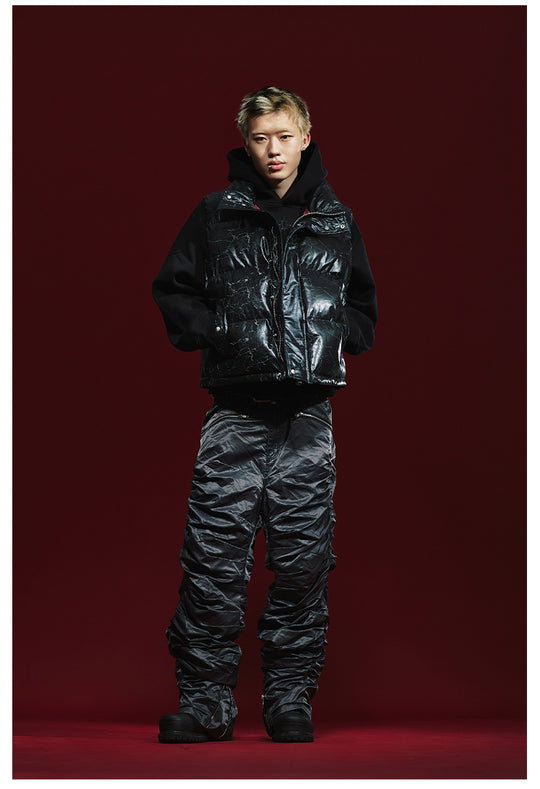 Remedy Cracked Design Puffer Vest | Face 3 Face