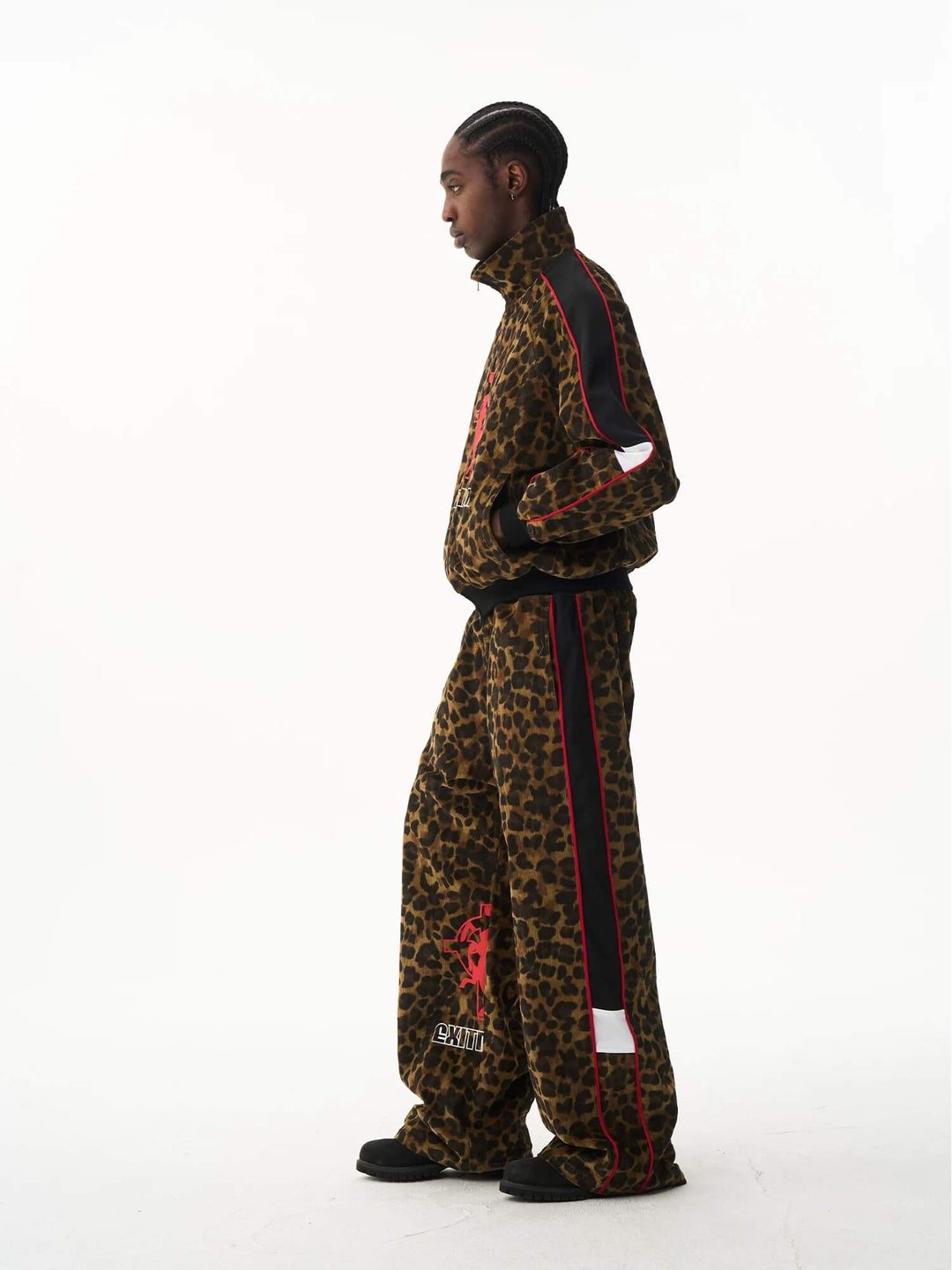 EXITMODE BY BLIND NO PLAN Horse Graphic Leopard Print Track Jacket | Face 3 Face