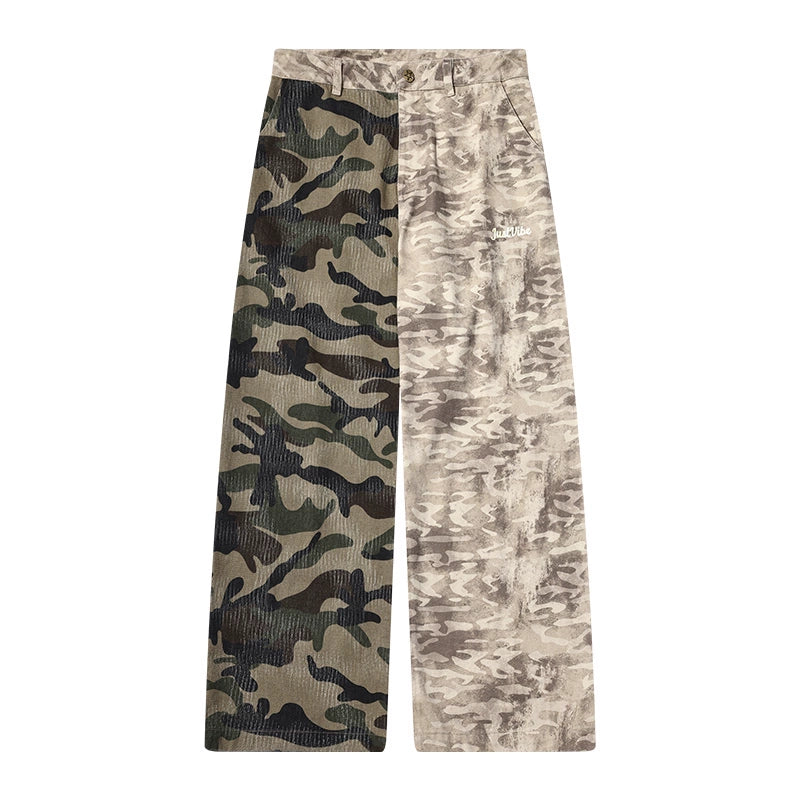 JUST VIBE Asymmetric Camouflage Wide Work Pants | Face 3 Face