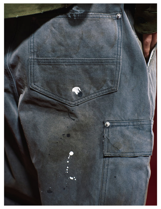 Remedy Washed Ink Splash Baggy Work Cargo Pants | Face 3 Face