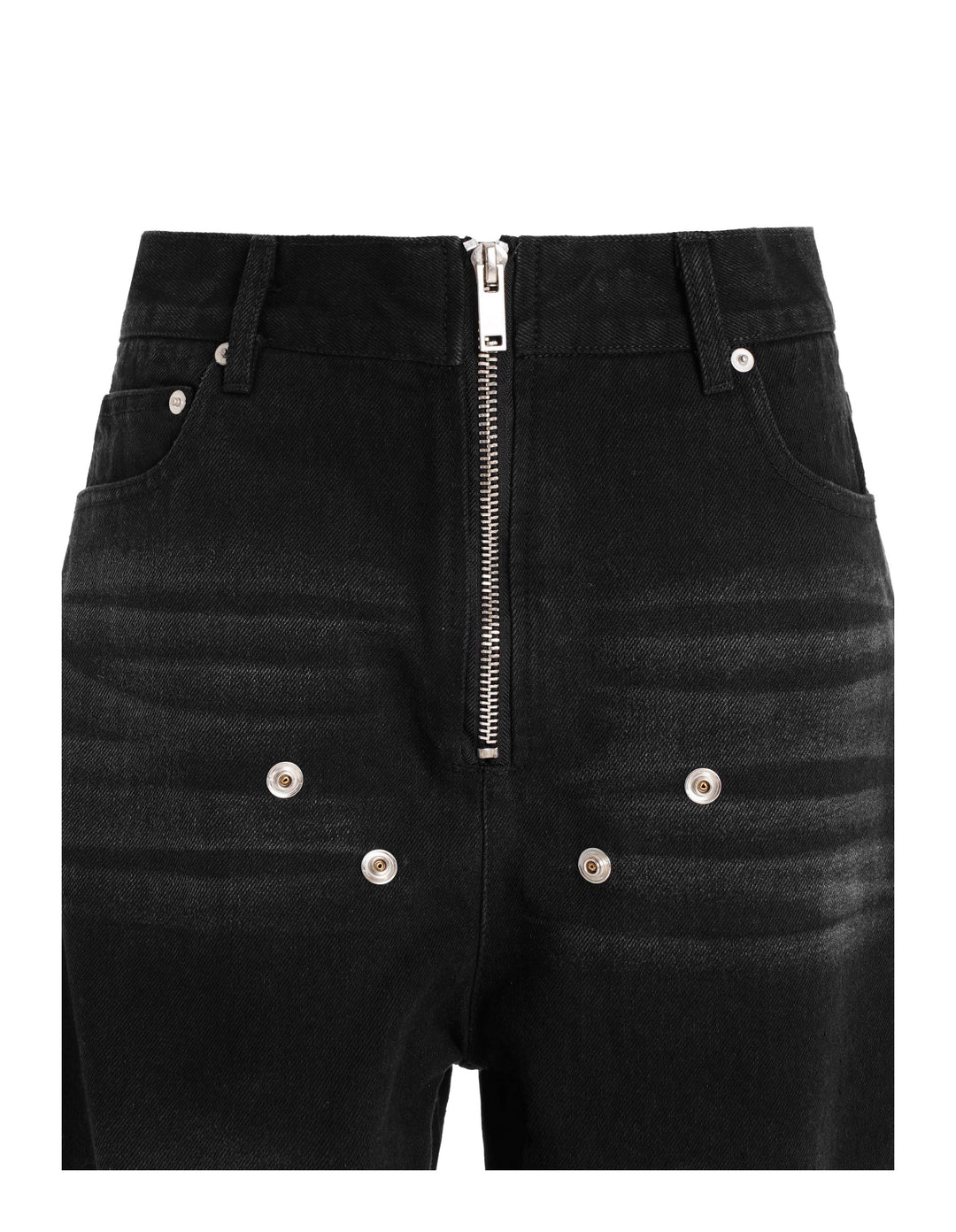 KARMANISTIC Rivet Zipper Fly Washed Flared Jeans | Face 3 Face