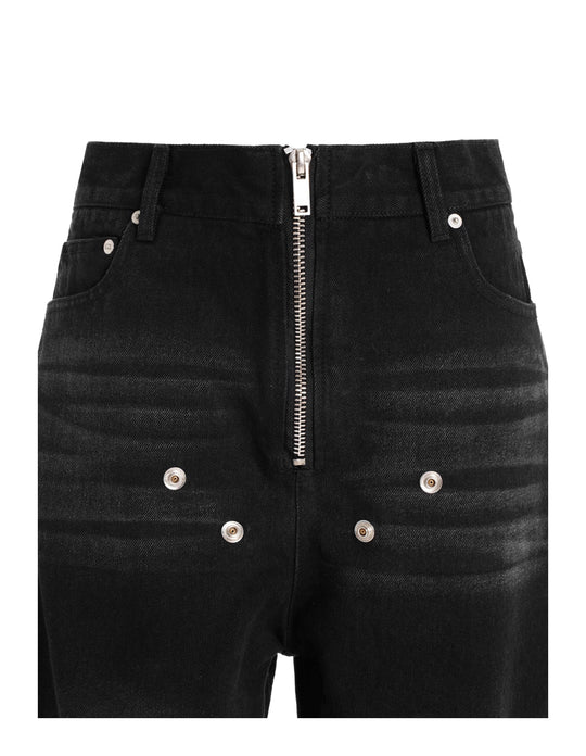 KARMANISTIC Rivet Zipper Fly Washed Flared Jeans | Face 3 Face