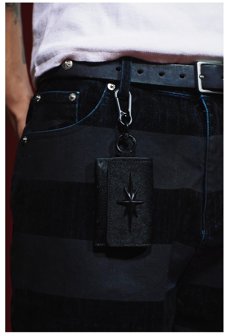 Remedy Metal Studded Keychain Coin Card Leather Wallet | Face 3 Face