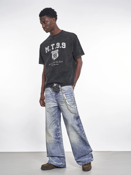 F3F Select 3D Chain Print Washed Jeans | Face 3 Face