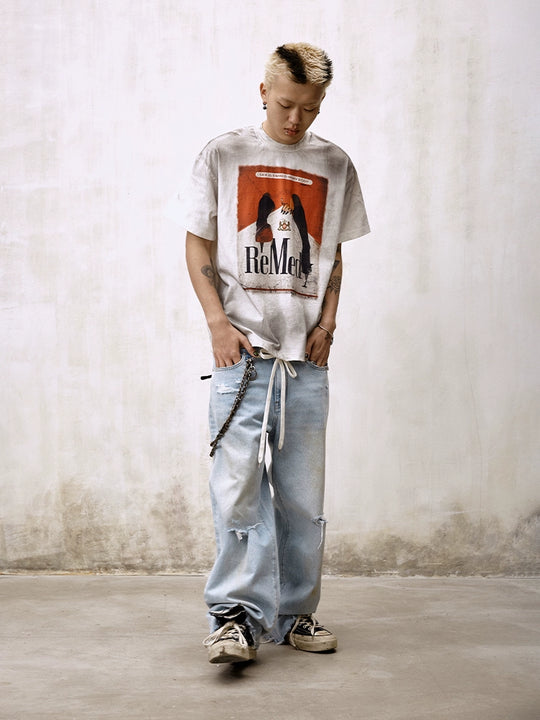 Remedy Inspired Print Washed Aged Tee | Face 3 Face