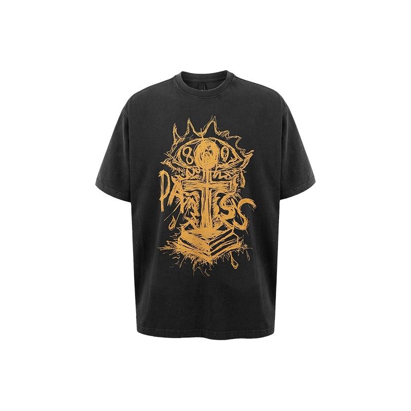 1807 Hand Painted Cross Flame Print Tee | Face 3 Face