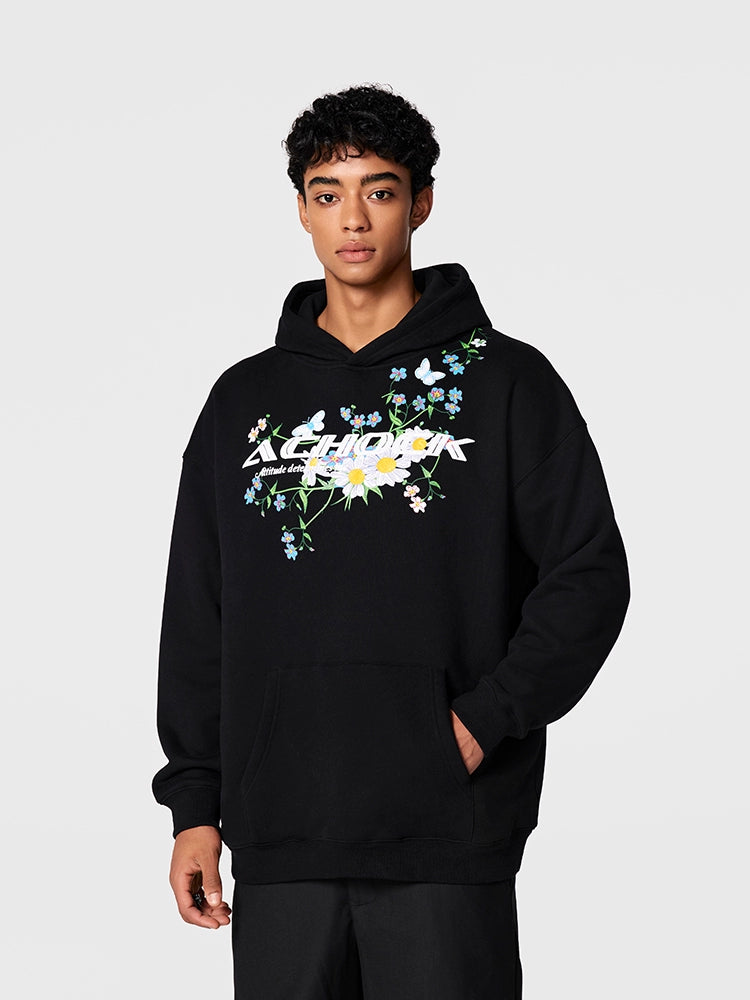 Puff print hoodies | Achock Foam Printed Flower Hoodie | Face 3 Face