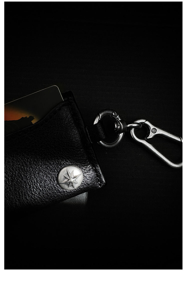 Remedy Metal Studded Keychain Coin Card Leather Wallet | Face 3 Face