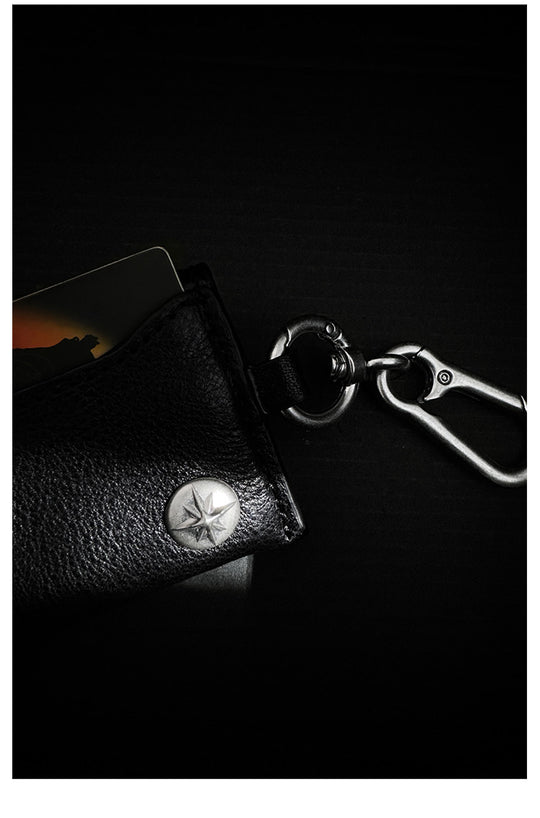 Remedy Metal Studded Keychain Coin Card Leather Wallet | Face 3 Face