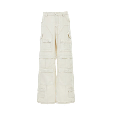 STEEPC Multi Pockets White Work Baggy Cargo Pants | Face 3 Face